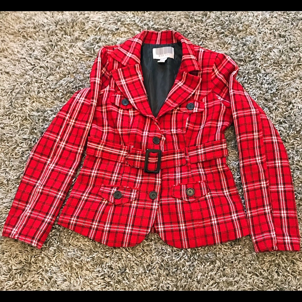 Miss Lili short waisted plaid wool button up